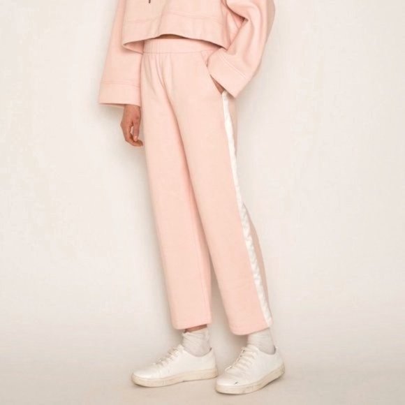 Oak + Fort light pink cropped striped sweatpant L